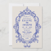 Vintage Blaue Viktorianische Barockzauberei Einladung (Vorderseite)