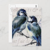 Vintage blaue Vogel-Collage - kundengebundene Postkarte (Vorne/Hinten)
