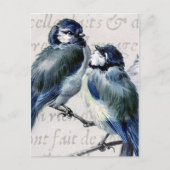 Vintage blaue Vogel-Collage - kundengebundene Postkarte (Vorderseite)