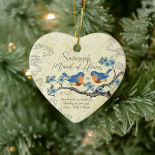 Vintage Blaue Vögel Ehrenjungfer Ornamente