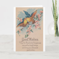 Vintage Blaue Vögel Gute Wünsche Grußkarte