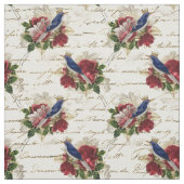 Vintage Blaue Vögel mit Kronen und Rose Stoff (Muster)