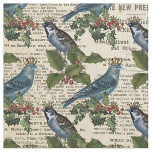 Vintage Blaue Vögel und Heilige Heilige Berge Stoff