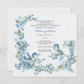 Vintage blaue Vogel-Winter-Hochzeit Einladung (Vorne/Hinten)
