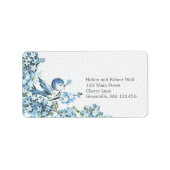 Vintage Blaue Vögel Wintersaison Adressaufkleber (Vorne)