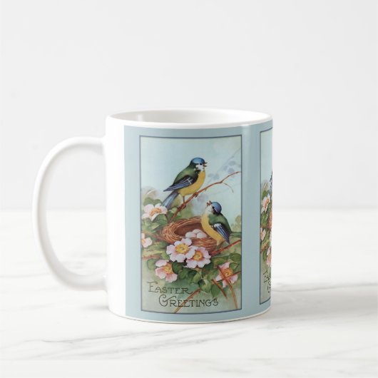 Vintage Blaue Vogelart Ostern Kaffeetasse (Links)
