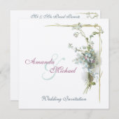 Vintage blaue wedding Vergissmeinnichte Einladung (Vorne/Hinten)
