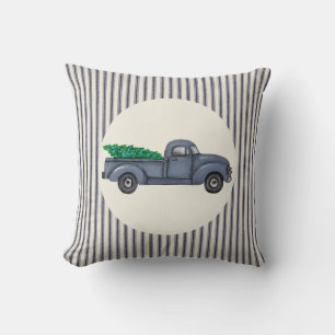 Vintage Blaue Weihnachtsbaum-LKW-Wurfkissen Kissen