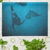 Vintage blaue Weltkarte Geschirrtuch (Gefaltet)