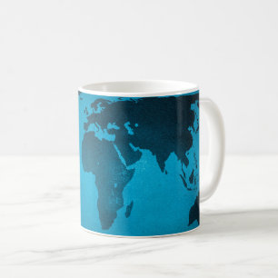 Vintage blaue Weltkarte Kaffeetasse