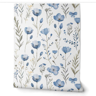 Vintage Blaue Wildblumen und Botanik  Tapete