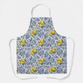 Vintage Blaue Zitronen-Botanik-Muster Schürze (Vorderseite)