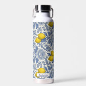 Vintage Blaue Zitronen-Botanik-Mustername Trinkflasche (Vorne)