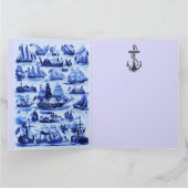 VINTAGE BLAUENSCHIFFE, SEGELSCHIFFE, Rotes Siegel Karte (Innenseite)