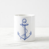 vintage blauer Anker mit Seil Kaffeetasse (Mittel)