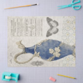 Vintage Blauer Dekorationsvase und Schmetterling Seidenpapier (Basteln)