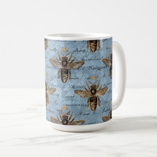 Vintage Blauer Honigbiene Kaffeetasse (VorderseiteRechts)