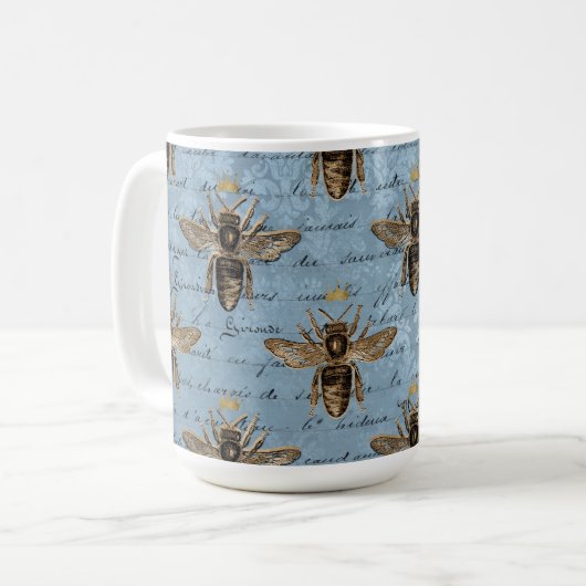 Vintage Blauer Honigbiene Kaffeetasse (Vorderseite Links)