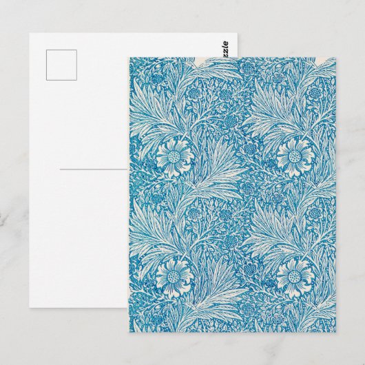 Vintage Blauer Marigold Postkarte (Vorne/Hinten)