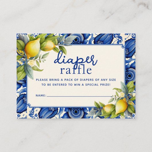 Vintage Blauer Tile Gelbbläschen Windelwölfe Begleitkarte (Vorderseite)