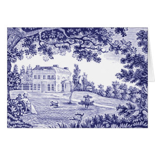 Vintage Blauer Toile Frankreich Landschaft