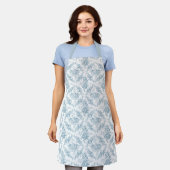 Vintage Blauer und Weiß, blau und blau graviert Schürze (Getragen)
