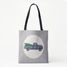 Vintage blauer Weihnachtsbaum-LKW-Tragetasche