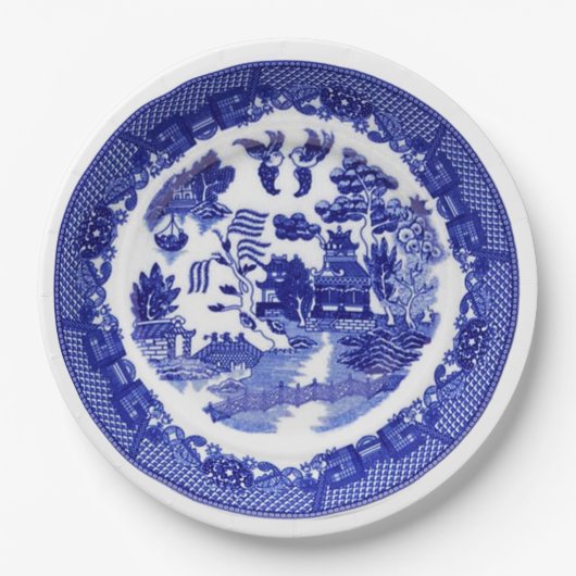 Vintage Blauer Wildpattern ca. 1790 Pappteller (Vorderseite)
