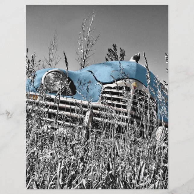 vintage blaues Auto (Vorderseite)