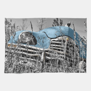 vintage blaues Auto Handtuch