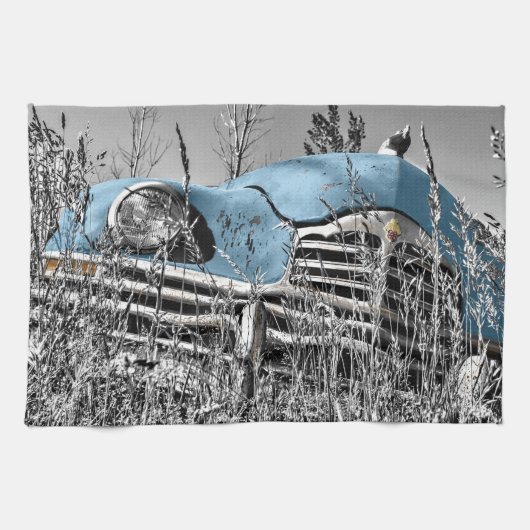 vintage blaues Auto Handtuch (Horizontal)