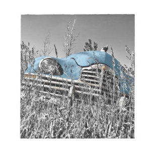 vintage blaues Auto Notizblock