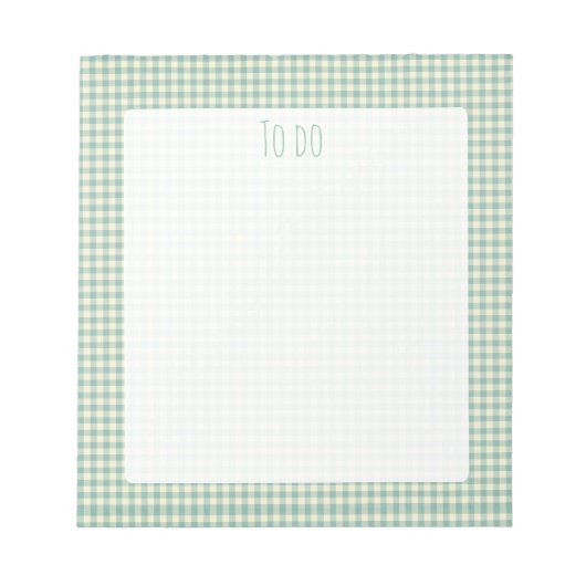Vintage blaues Gingham-Karomuster Notizblock (Vorderseite)