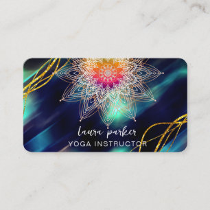 Vintage Blaues Mandala Gold Meditation Holistisch Visitenkarte
