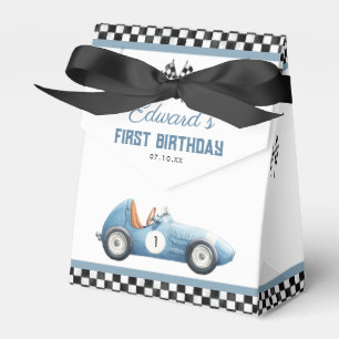 Vintage Blaues Rennwagen 1. Geburtstag Geschenkschachtel
