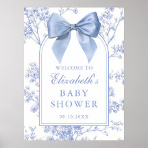 Vintage Blaues Schleifen-Baby-Shower-Willkommenssc