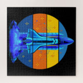 Vintage Blaues Space-Shuttle-Raumschiff Puzzle (Horizontal)