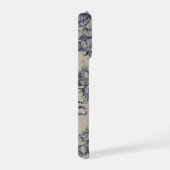 Vintage Blaues Toile mit botanischem Blumenmuster iPhone Hülle (Rechte Seite)