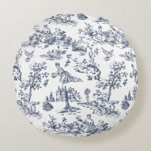 Vintage Blaues Toile-Wurfkissen | Französischer La