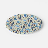 Vintage Blaufloralvögel - Kaninchenwaldtiere Pappteller (Schrägansicht)