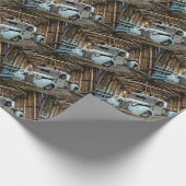 Vintage Blaulastwagen Rustikale Scheune Geschenkpapier (Ecke)