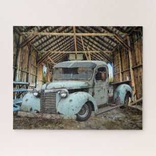 Vintage Blaulastwagen Rustikale Scheune Puzzle
