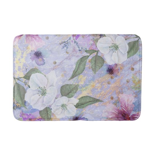 Vintage bläuliche lila Goldschrift Badematte (Vorderseite)