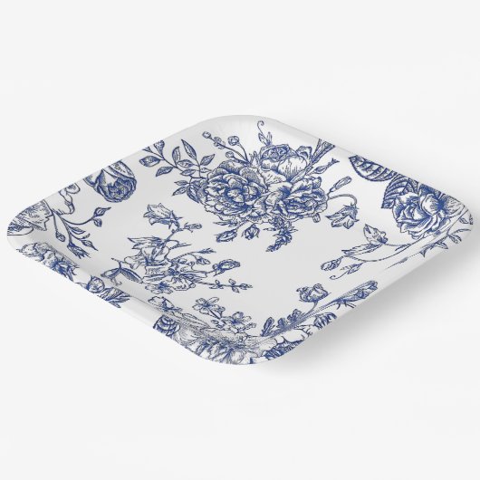 Vintage, bläuliche Papiertafel Pappteller (Gewinkelt)