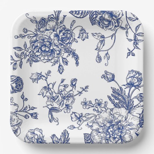 Vintage, bläuliche Papiertafel Pappteller (Vorderseite)