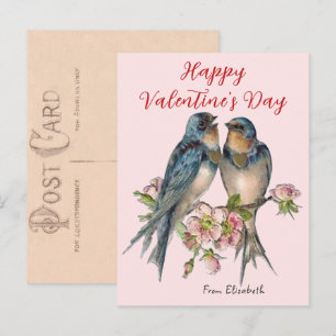 Vintage Blaumeisen Valentinskarten Postkarte