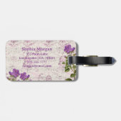 Vintage Blauvögel, violette Blumen, Lavendelmusik Gepäckanhänger (Rückseite horizontal)