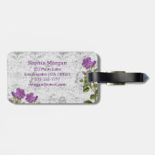Vintage Blauvögel, violette Blumen, Noten Gepäckanhänger (Rückseite horizontal)