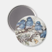 Vintage Blauvogeldarstellung Magnet (Vorderseite/Rückseite)