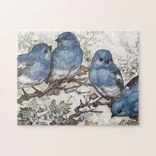 Vintage Blauvogeldarstellung Puzzle